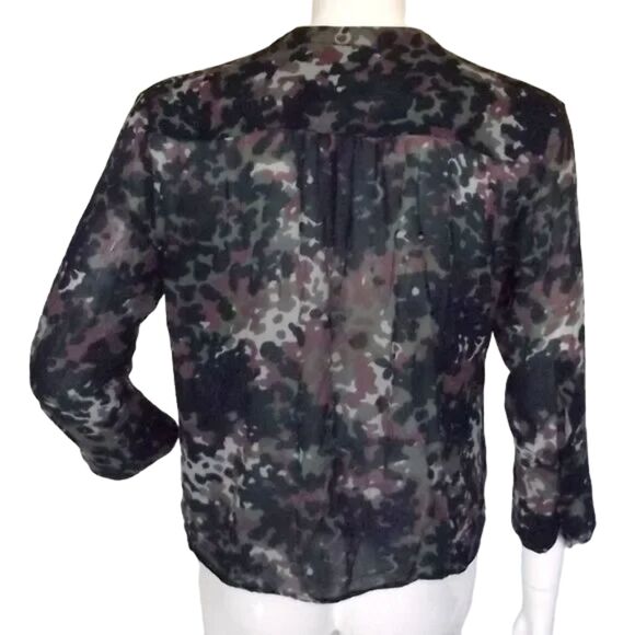 SAMSOE SAMSOE Blouse, M, Elm shirt, Camo, Buttons, 3/4 sleeves, Green/Purple - Picture 5 of 13
